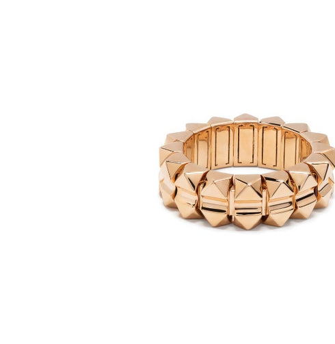 anillo piramidal en oro rosa de 18kt con diamantes